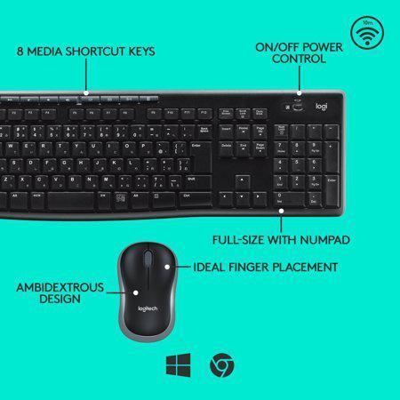 Logitech - MK270 Full-Size Wireless Membrane Keyboard and Mouse Bundle for PC