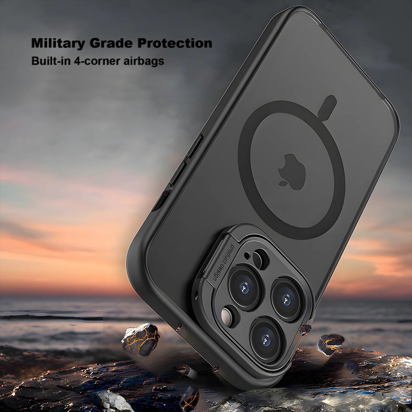 Luxury Matte Magsafe Phone Case For iPhone 13 14 15 Pro Max plue  Camera Protector Invisible Holder Translucent Magnetic Cover
