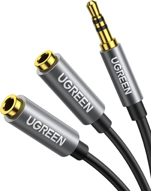 UGREEN Headphone Splitter 3.5mm Audio Stereo Y Splitter Extension Cable Male tof