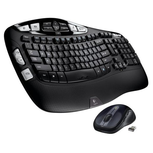 Logitech - MK550 Ergonomic Full-Size Wireless Alkaline Wave Keyboard and Mouse Bundle