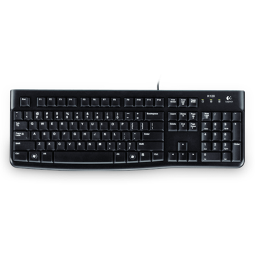 Logitech K120 Wired Keyboard for Windows, Plug and Play, Full-Size, Spill-Resistant, Curved Space Bar, Compatible with Pc, Laptop
