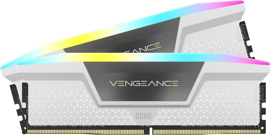 CORSAIR VENGEANCE RGB DDR5 RAM 32GB (2x16GB) 6000MHz CL36-36-36-76 1.35V Intel XMP Desktop Computer Memory - White