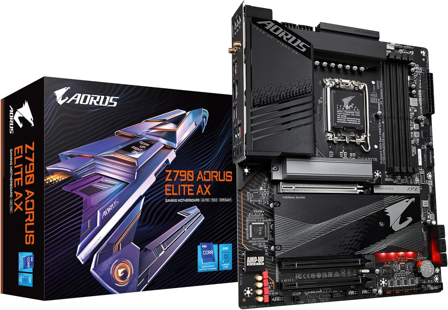 Gigabyte Z790 Aorus Elite AX LGA 1700 Intel Z790 ATX Motherboard with DDR5, Quad M.2, PCIE 5.0, USB 3.2 GEN2x2 Type-C, Intel Wifi 6E