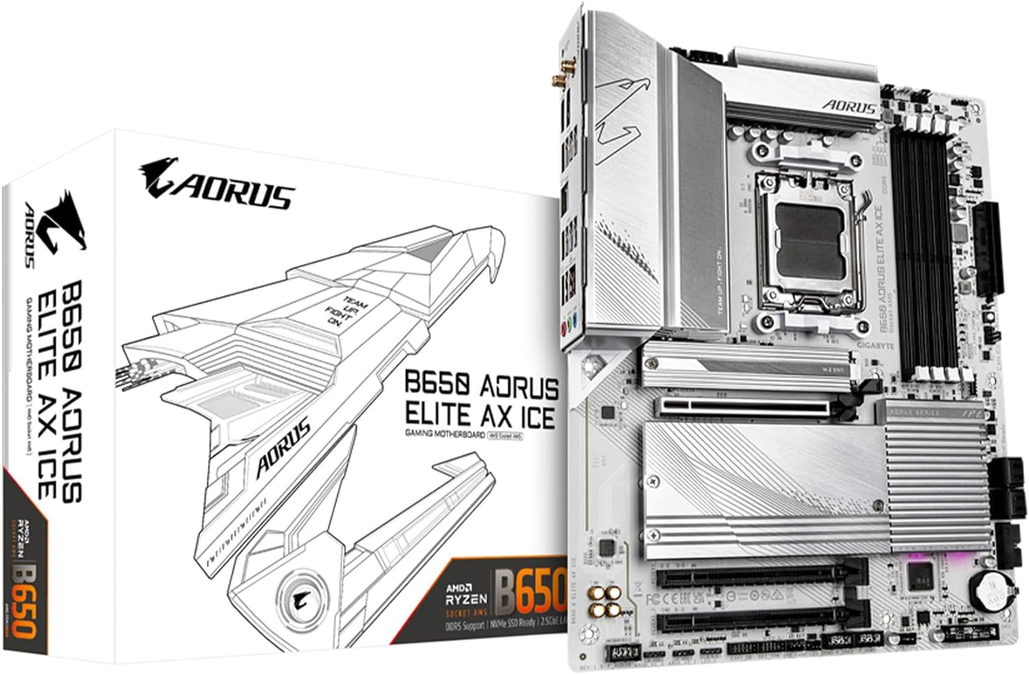 Gigabyte B650 Aorus Elite Ax Ice Am5 LGA 1718 AMD B650 Atx Motherboard with 5-Year Warranty, DDR5, Triple M.2, PCIE 5.0, USB 3.2 GEN2x2 Type-C