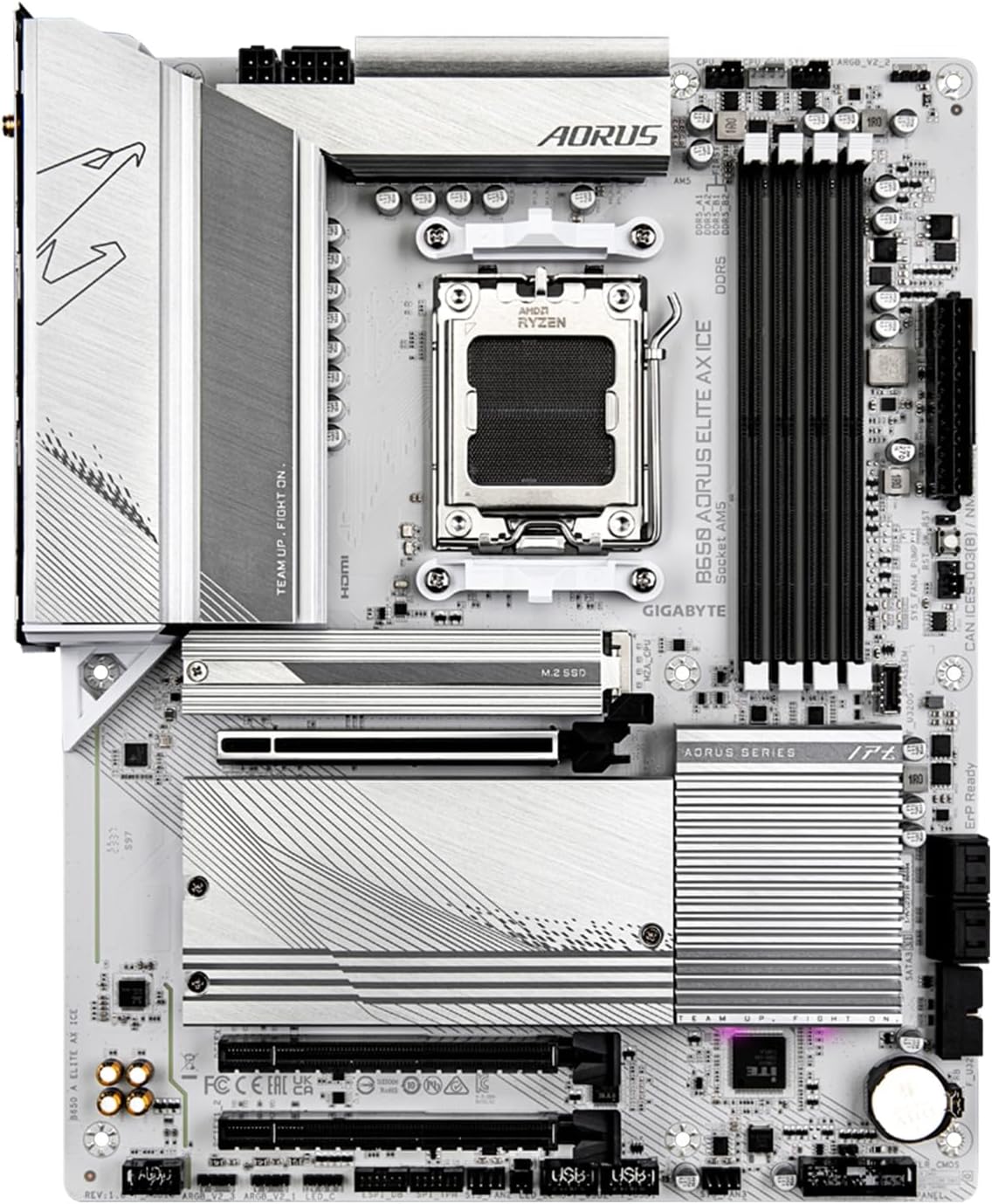 Gigabyte B650 Aorus Elite Ax Ice Am5 LGA 1718 AMD B650 Atx Motherboard with 5-Year Warranty, DDR5, Triple M.2, PCIE 5.0, USB 3.2 GEN2x2 Type-C