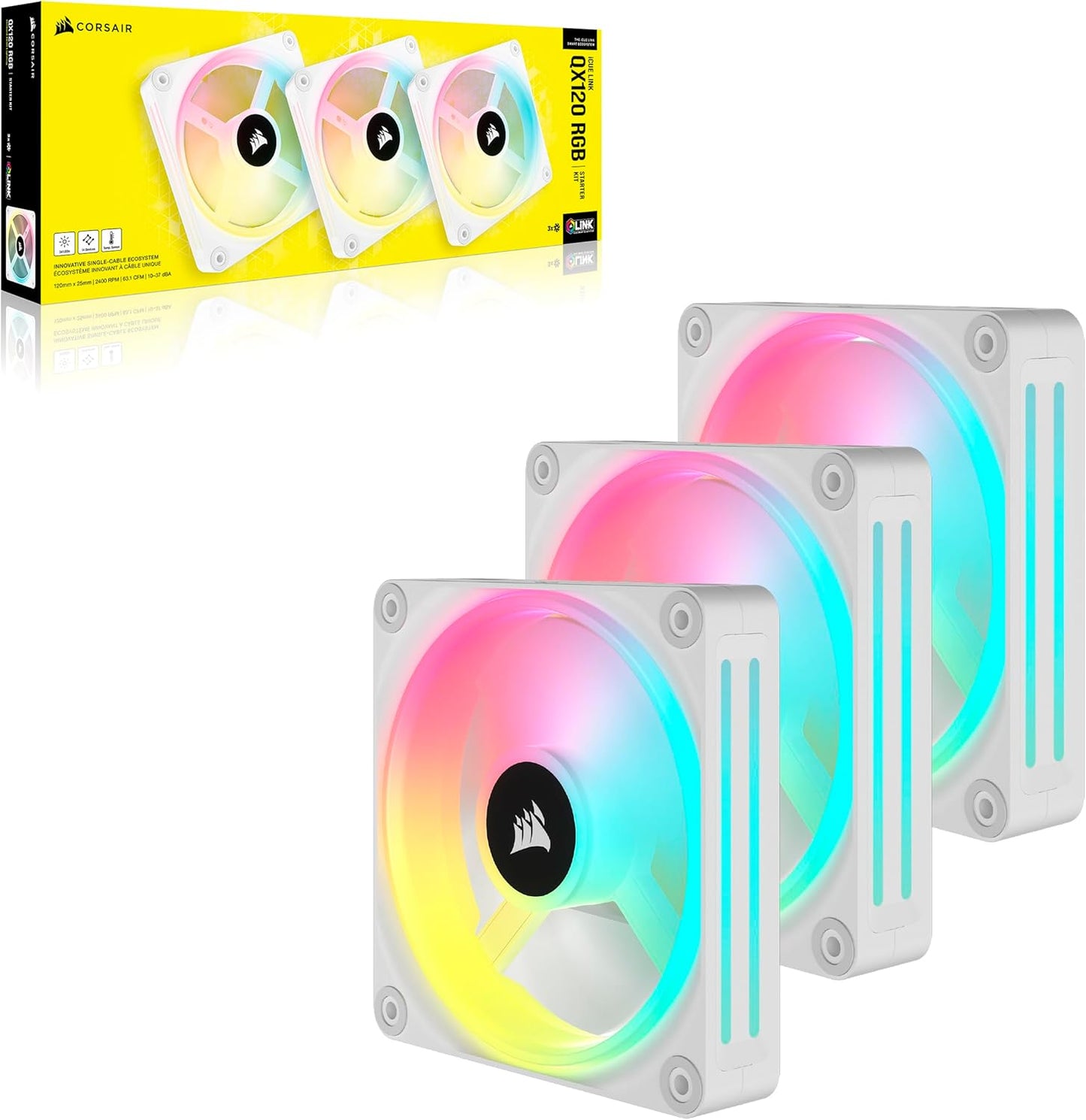 Corsair - ICUE Link QX120 RGB 120mm PWM Fans Starter Kit