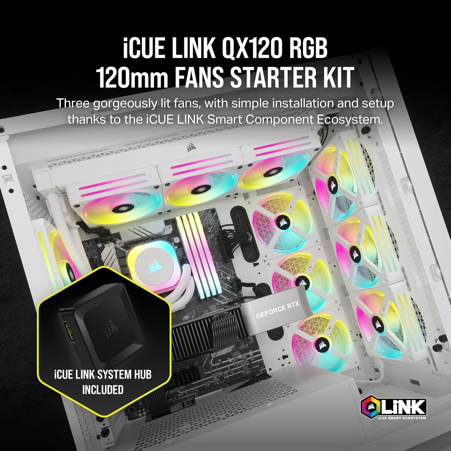 Corsair - ICUE Link QX120 RGB 120mm PWM Fans Starter Kit