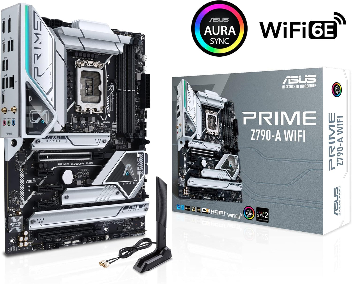 ASUS Prime Z790-A WiFi 6E LGA 1700(Intel 14th,13th&12th) ATX Motherboard (16+1 DrMOS, PCIe 5.0,DDR5,4X M.2 Slots,2.5 Gb LAN,USB 3.2 Gen 2 Front Panel Type-C, Thunderbolt 4/USB4, DP)