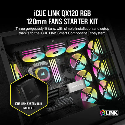 Corsair - ICUE Link QX120 RGB 120mm PWM Fans Starter Kit