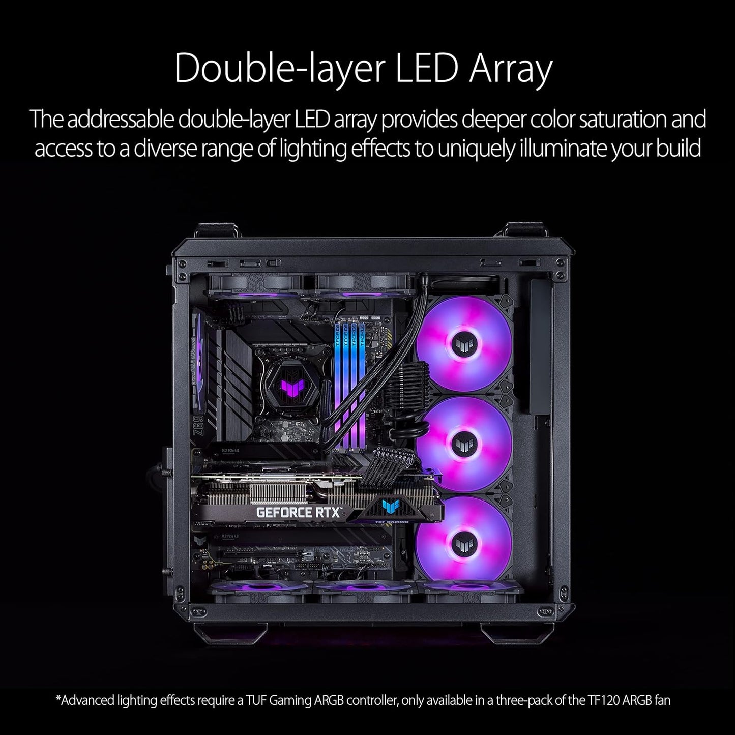 TUF Gaming TF120 ARGB Chassis Fan 3-Pin Customizable LEDS Blade Fluid Dynamic Bearing Pwm anti-vibration Pads Layer Array Computer Case & Radiator