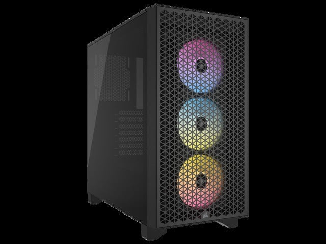 CorsAir 3000D RGB Airflow Mid-Tower PC Case - Black - 3X Ar120 RGB Fans - Four-Slot GPU Support - Fits up to 8x 120mm Fans