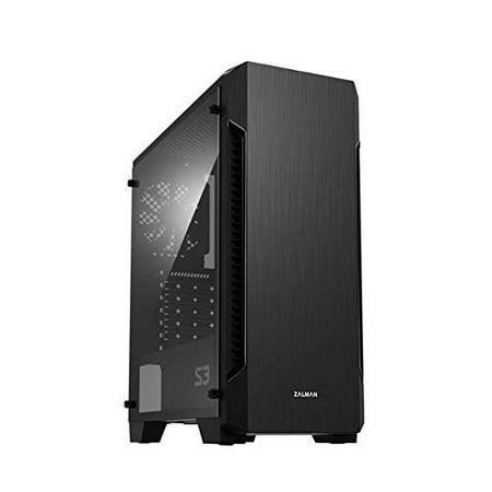 Zalman S3 TG ATX Mid Tower PC Case with Tempered Glass 3 x Pre-Installed Zalman120mm Fans (up to 8 Fans) Metal Finish