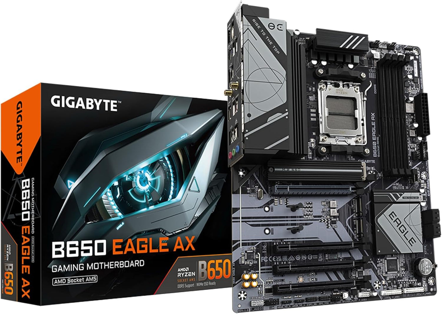 Gigabyte - B650 Eagle AX (Socket Am5) AMD B650 ATX DDR5 Wi-Fi 6e Motherboard - Black