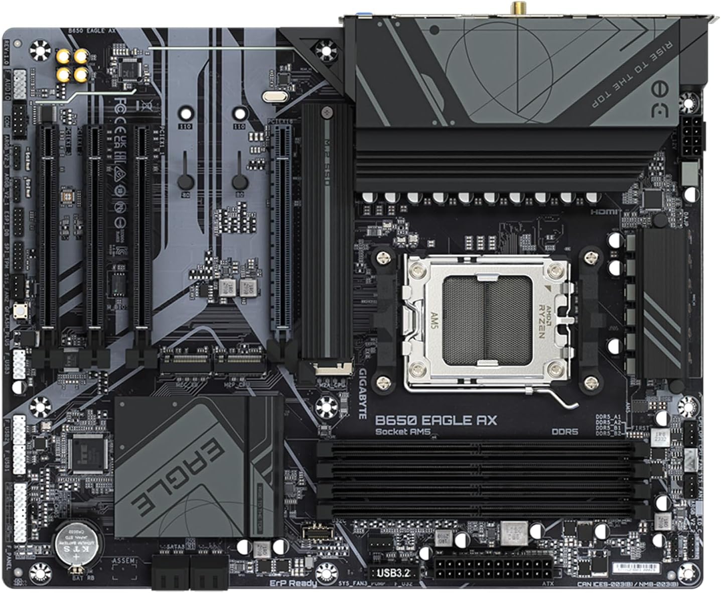 Gigabyte - B650 Eagle AX (Socket Am5) AMD B650 ATX DDR5 Wi-Fi 6e Motherboard - Black