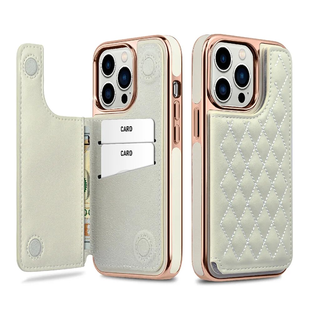 ONEGIF Wallet Leather Case For iPhone 13 14 15 Pro Max Plus Luxury Embroidery Magnetic Flip Card Holder Phone Stand Cover