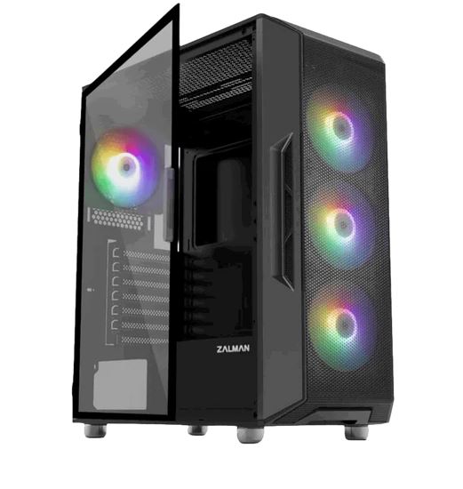 Zalman i3 NEO TG ATX Gaming PC Computer Case - 4 x 120mm Infinity Mirror ARGB Fans - Tempered Glass Front & Side Panel, Black